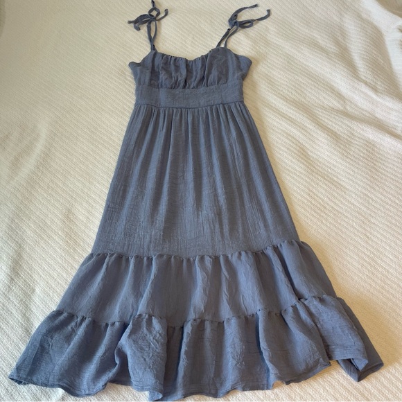 Lily Rose Small Coquette Cottagecore Tiered Fairy Dainty Light Blue Midi Dress - Picture 16 of 16